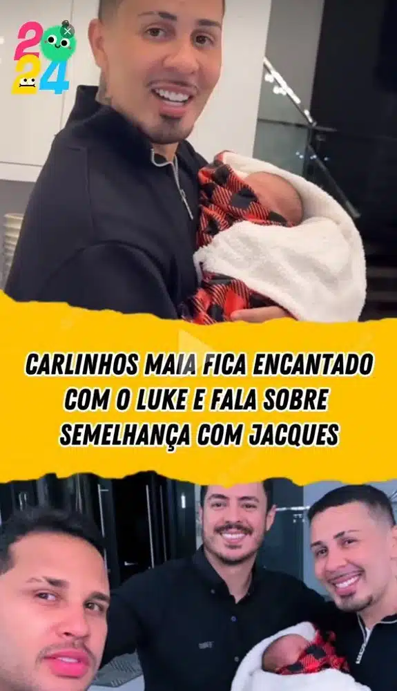 Jacques Vanier mostrou Carlinhos Maia e Lucas Guimarães com seu bebê
