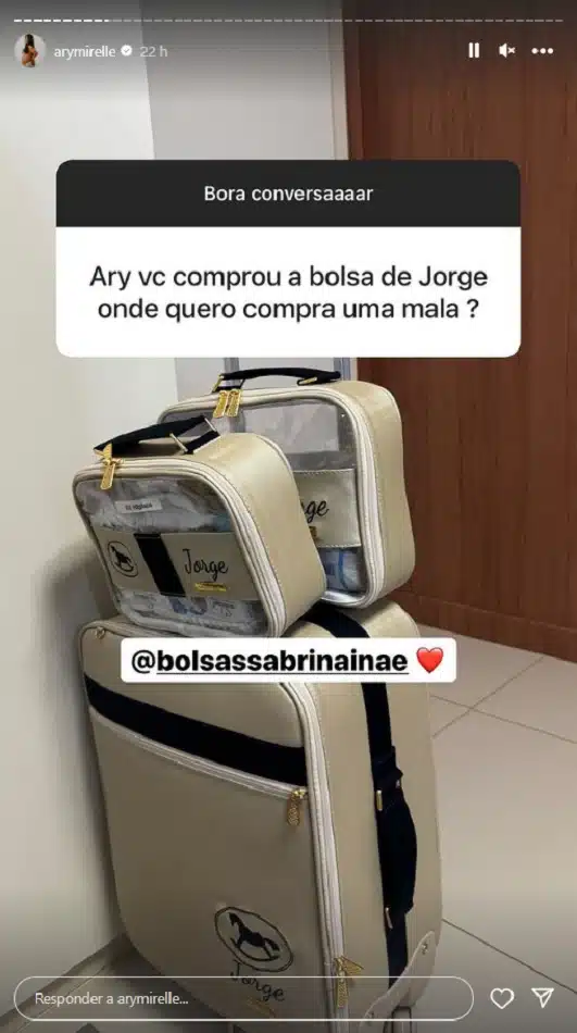 As malas de maternidade do Jorge, bebê de Ary Mirelle e João Gomes