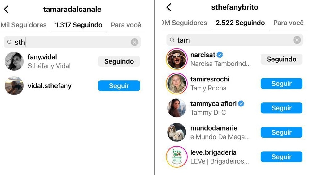 Tamara Dalcanale e Sthefany Brito, namorada e irmã de Kayky Brito, deram unfollow nas redes sociais