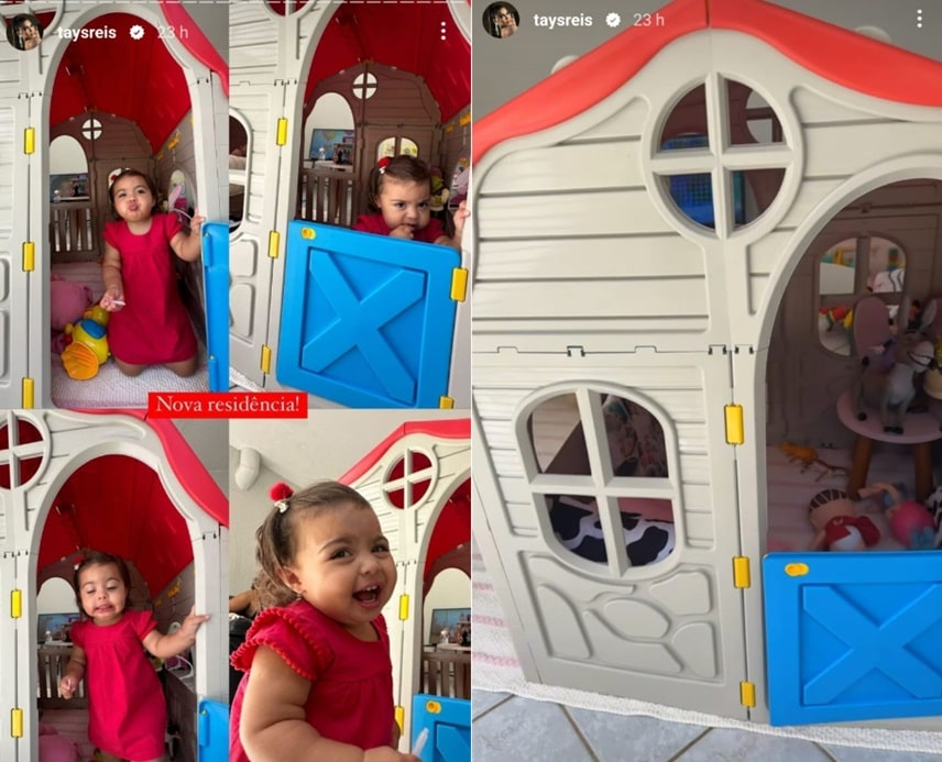 Filha de Tays Reis e MC Biel posa na sua ova casinha de brinquedo e encanta 