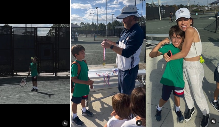 Filho de Patrícia Abravanel posa em torneio de tênis nos EUA e impressiona 