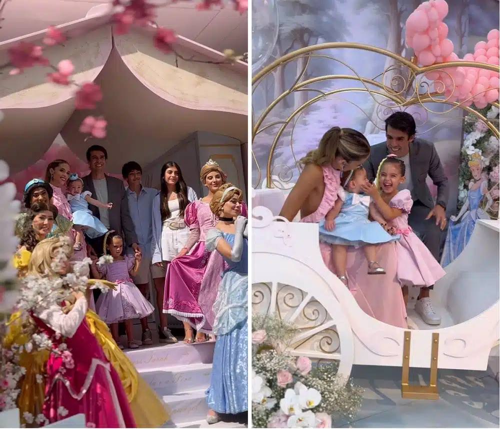 Kaká mostrou seus 4 filhos reunidos no aniversário de 1 ano da filha caçula 