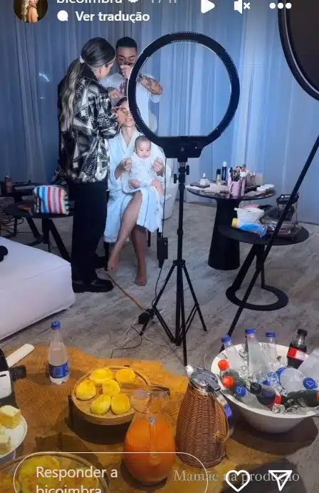 Bruna Biancardi com sua filha Mavie se preparando pro aniversário de Neymar Jr