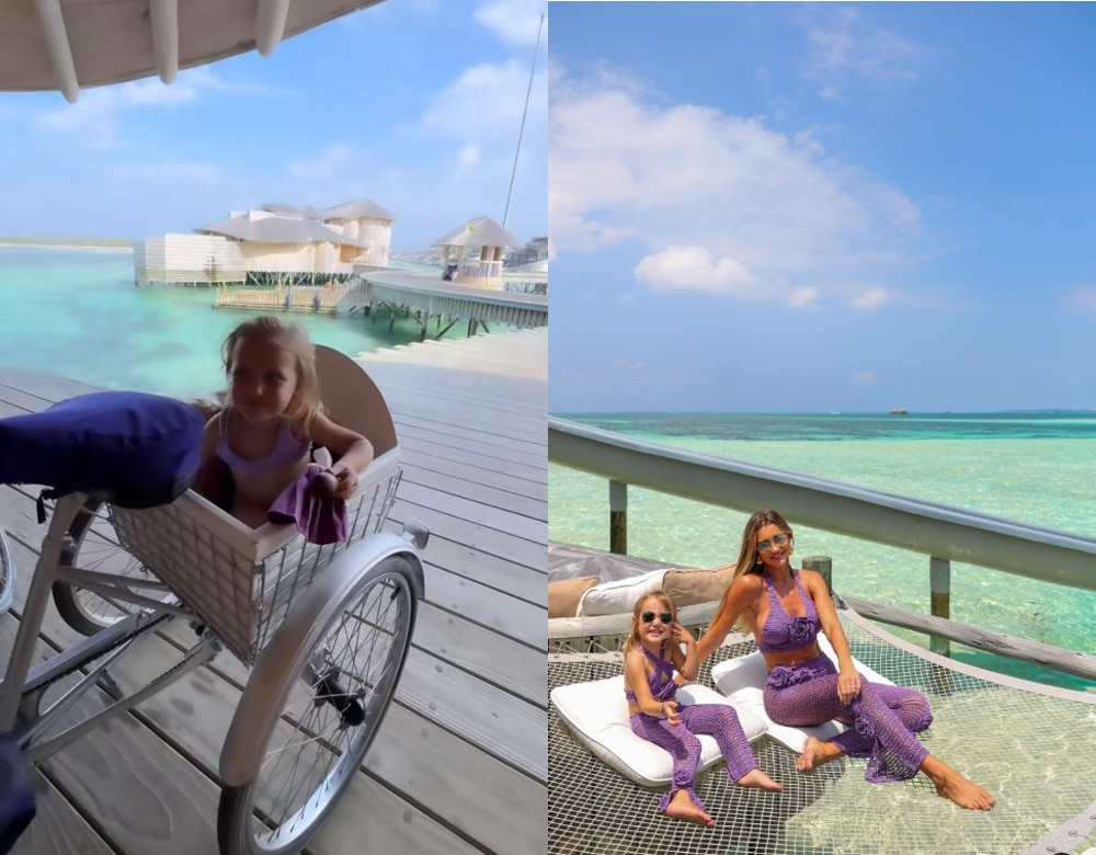 Filha mais nova  de Roberto Justus curte viagem em Maldivas