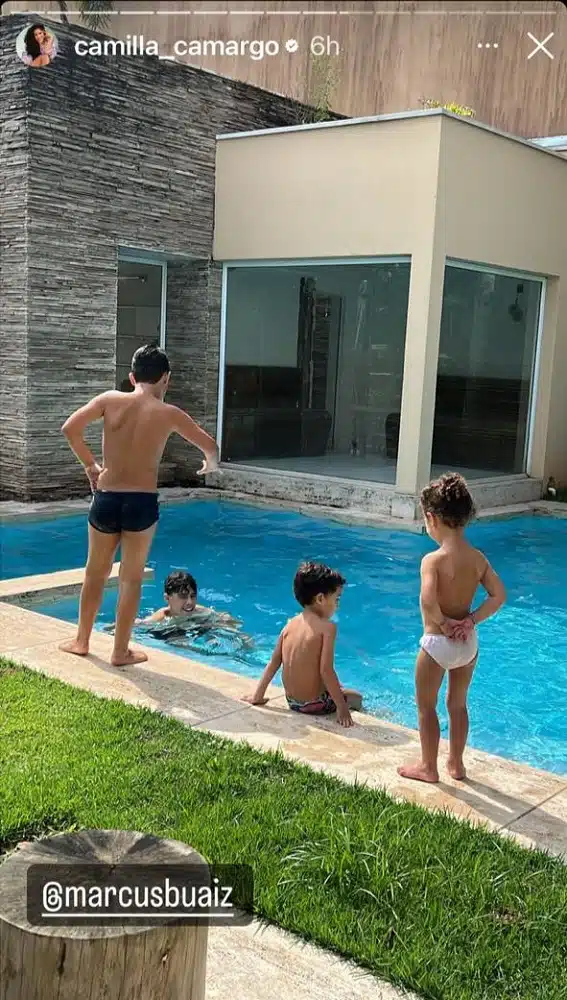 Filhos e sobrinhos de Wanessa Camargo se divertem juntos na mansão do ex da cantora