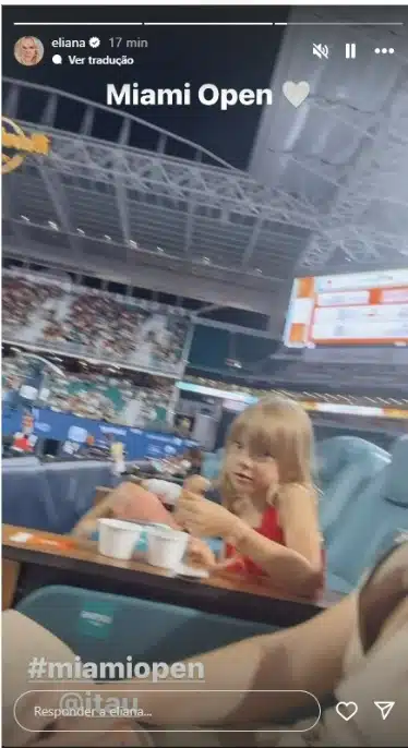 Eliana mostra sua filha caçula em torneio de tênis em Miami e impressiona 