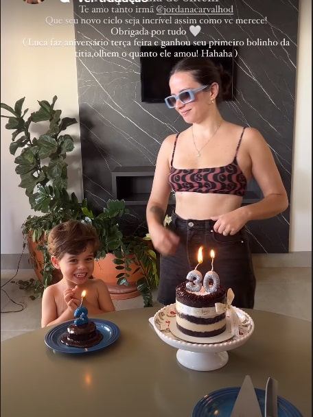 Filho de Lucas Lucco celebrou o aniversário com a mãe e a tia