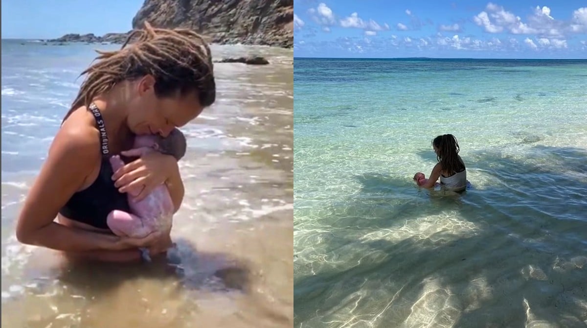 A mãe Josy e os seus dois bebês que nasceram no mar