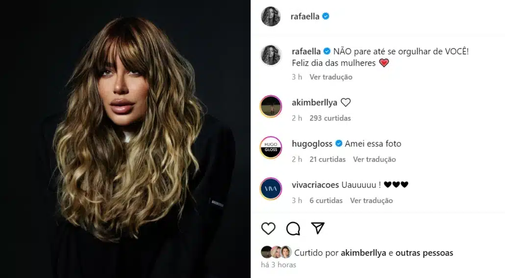 Modelo grávida de Neymar Jr comentou em uma foto de Rafaella Santos