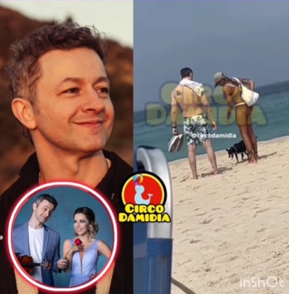 Lucas Lima, ex-marido de Sandy, surgiu acompanhado na praia