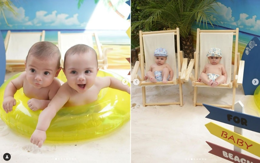 Bebês de Bárbara Evans posam em lindo ensaio de praia e impressionam
