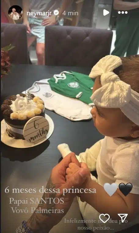 Bruna Biancardi e Neymar Jr celebrando os seis meses da filha