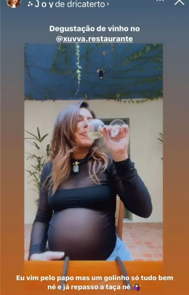 Fernanda Paes Leme bebeu vinho na gravidez