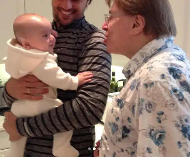 Silvio Santos com o neto quando bebê, filho de Patrícia Abravanel