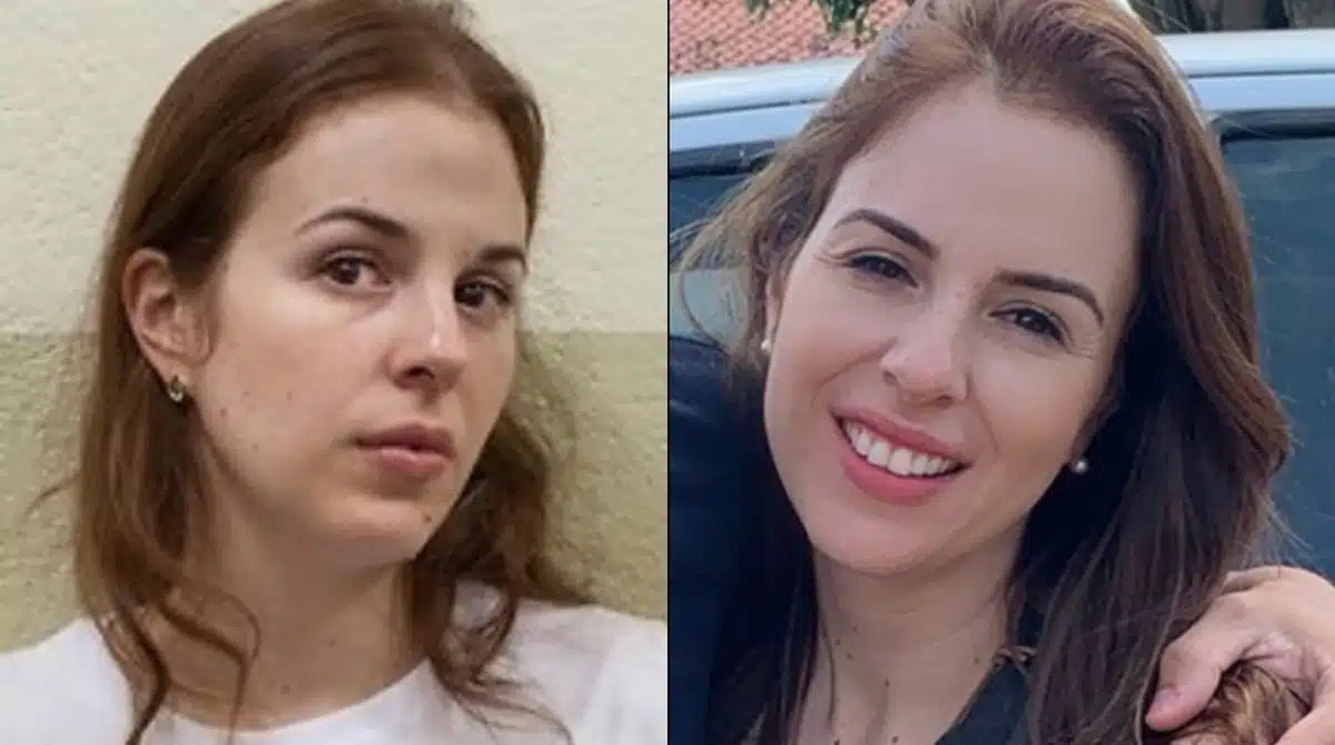 Suzane Von Richthofen com seu marido após o nascimento do filho