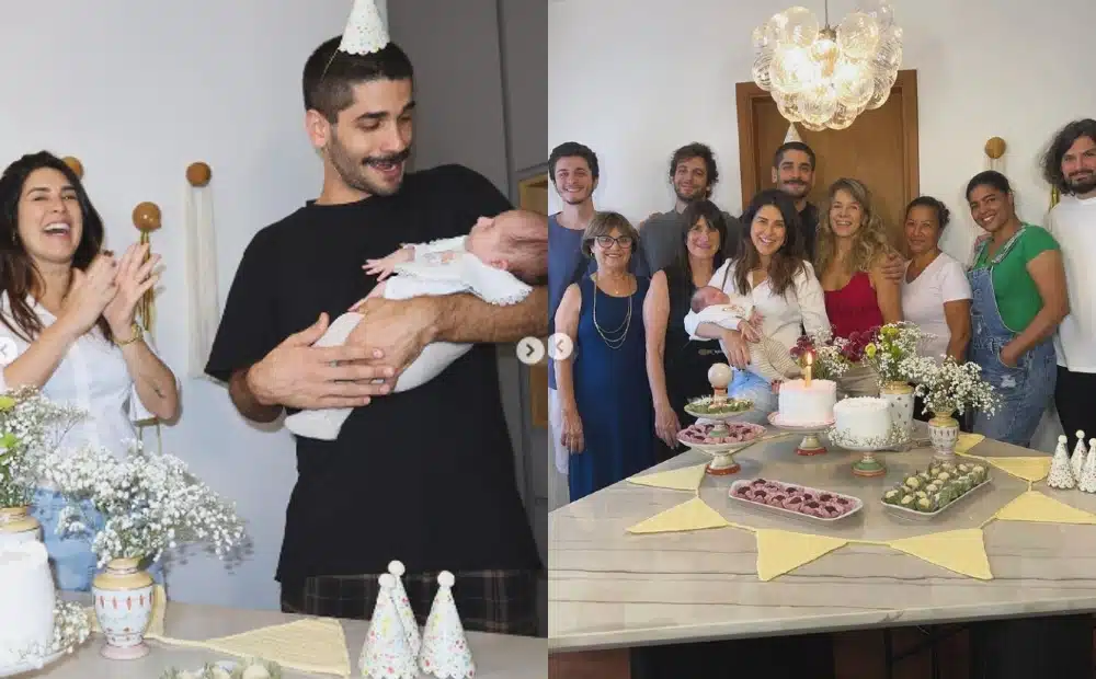 Fernanda Paes Leme e noivo celebram o mesversário da filha