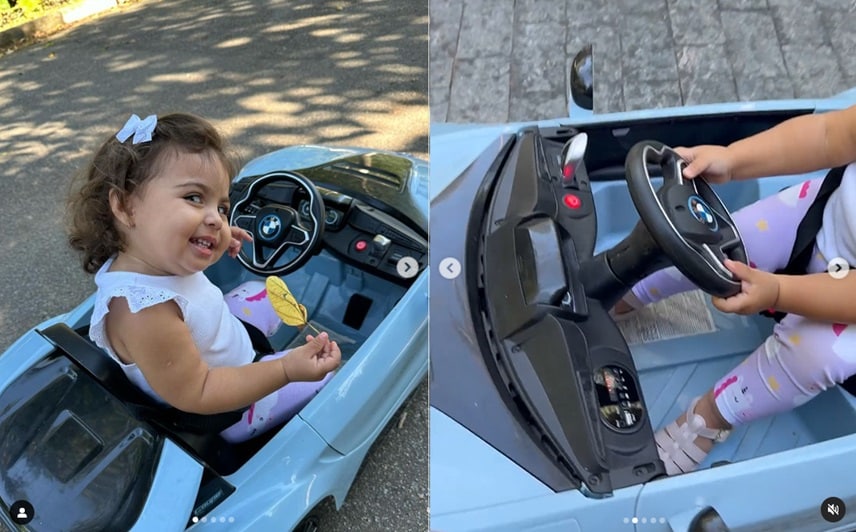 Filha de Tays Reis surge dirigindo seu carro de brinquedo luxuoso e impressiona 