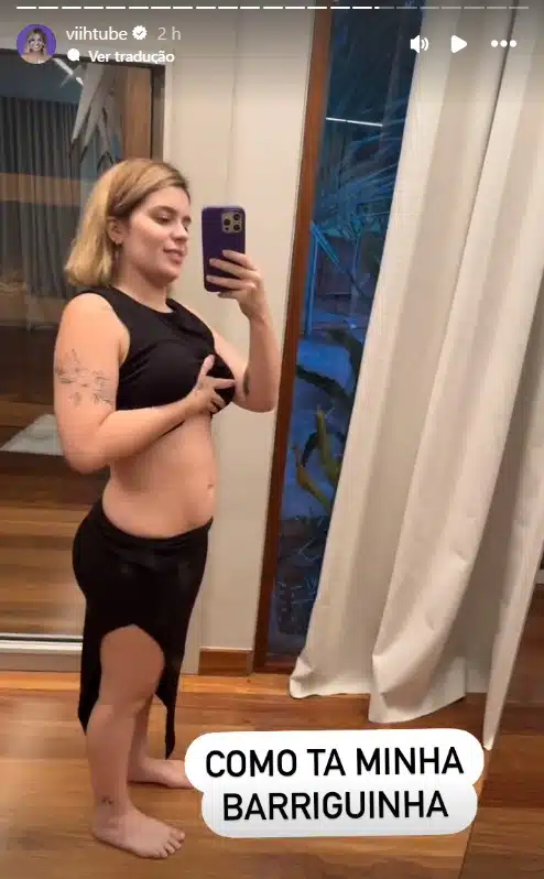Viih Tube exibe crescimento da barriga de sua segunda gravidez