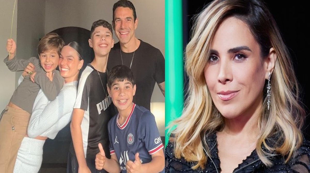 Isis Valverde posa com seu filho e filhos de Wanessa Camargo e Marcus Buaiz na sua casa