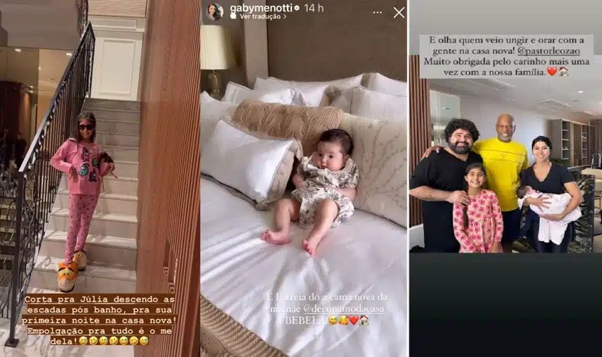 Fabiano Menotti celebra a primeira noite na nova casa com sua esposa e filhas e emociona 