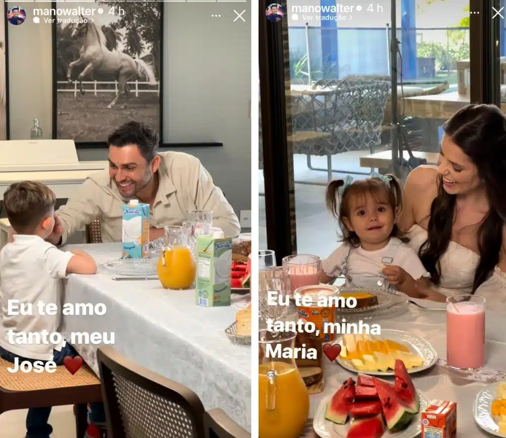 A família do cantor Mano Walter gravando a publicidade 