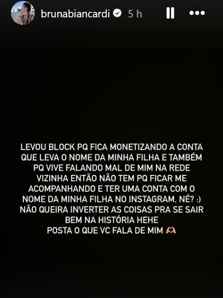 Bruna Biancardi falou sobre terceira filha de Neymar