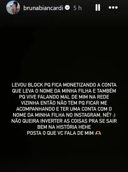 Bruna Biancardi falou sobre terceira filha de Neymar