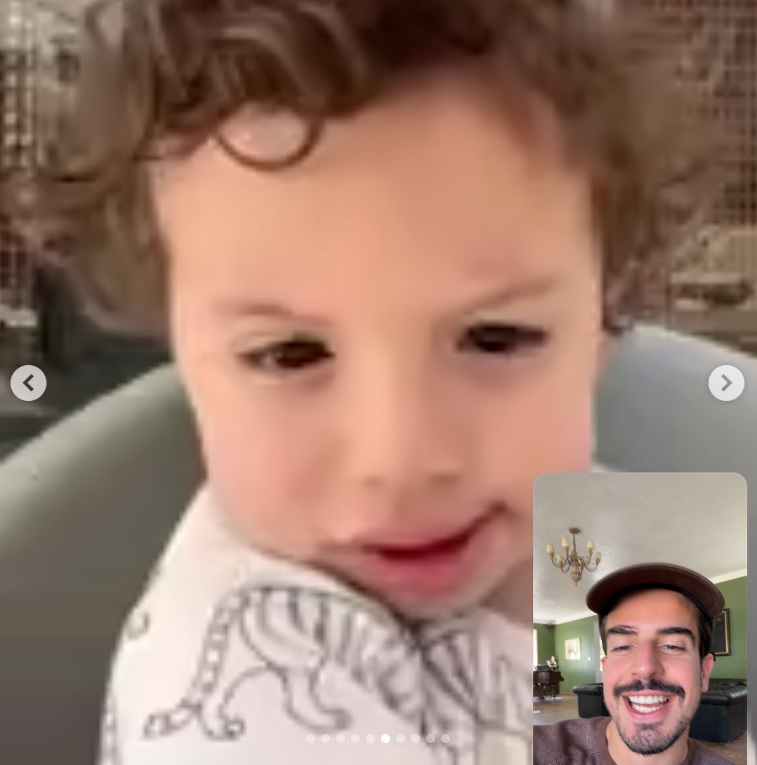 Enzo Celulari com o pequeno Luca, seu irmão