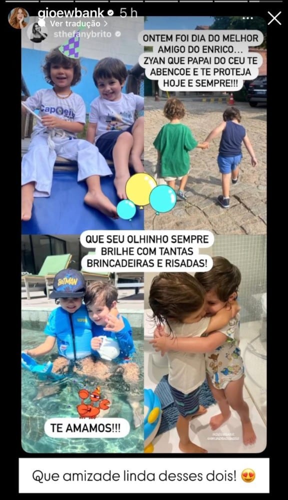 Os filhos de Giovanna Ewbank e Sthefany Brito se divertindo