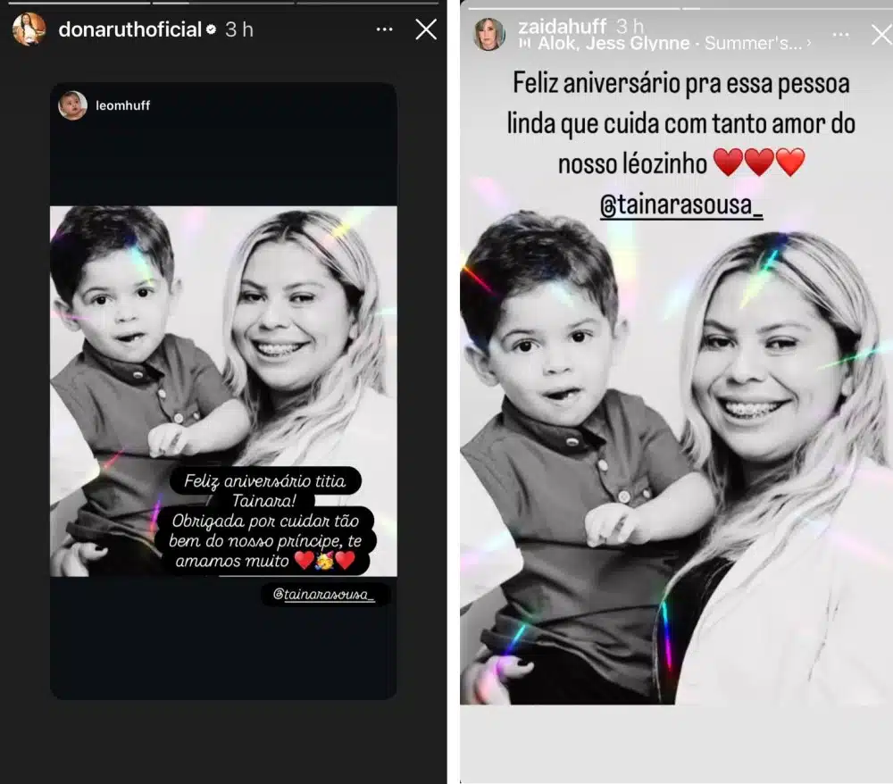 Mães de Marília e Murilo Huff fazem homenagem para cuidadora do netinho