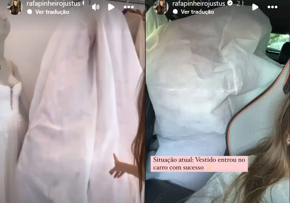 Rafaella Justus mostrando seu vestido enorme