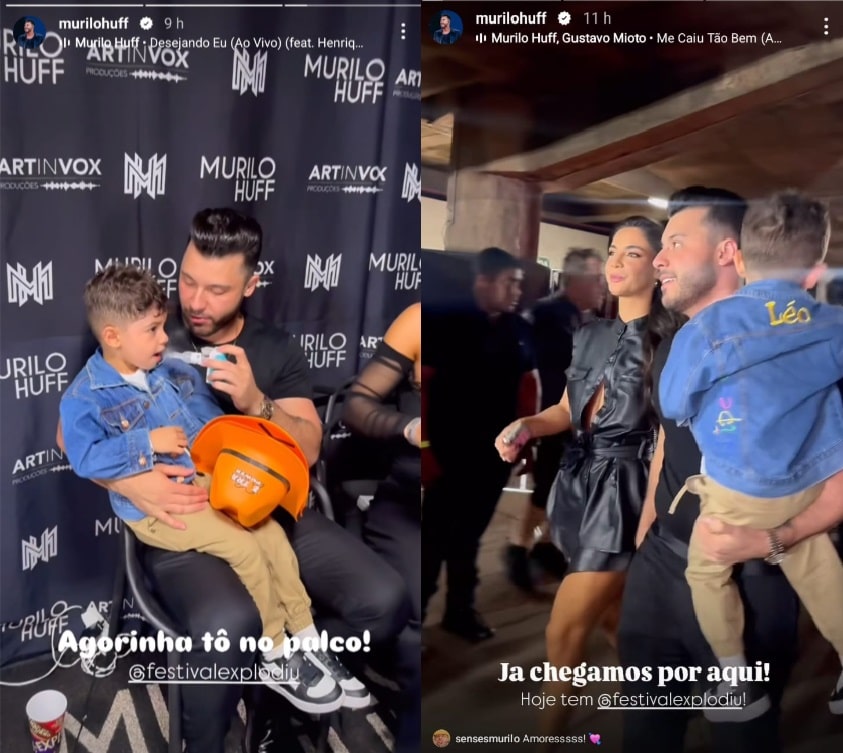 Murilo Huff  surge com seu filho com Marília Mendonça e sua namorada nos bastidores do seu show e impressiona 