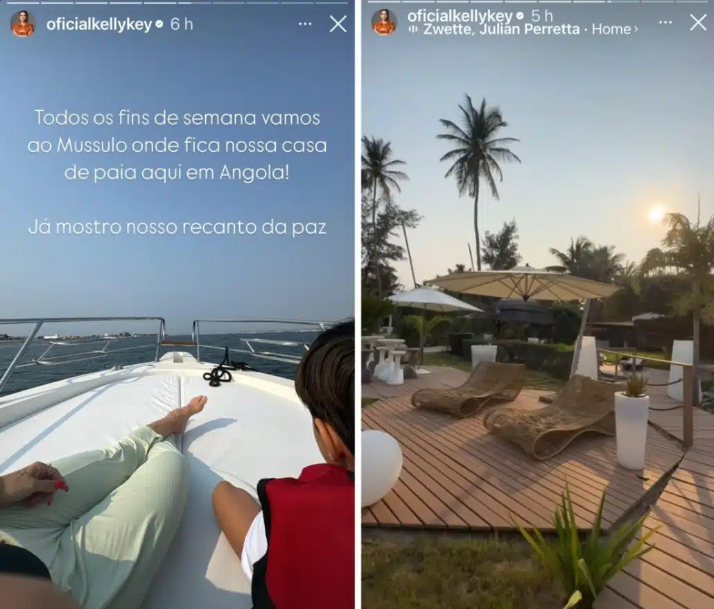 Kelly Key surgiu com o filho caçula em sua casa de praia na Angola