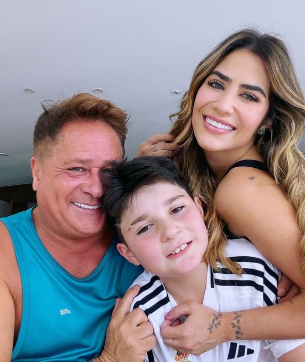 Leonardo em reencontro com Jéssica Beatriz e Noah