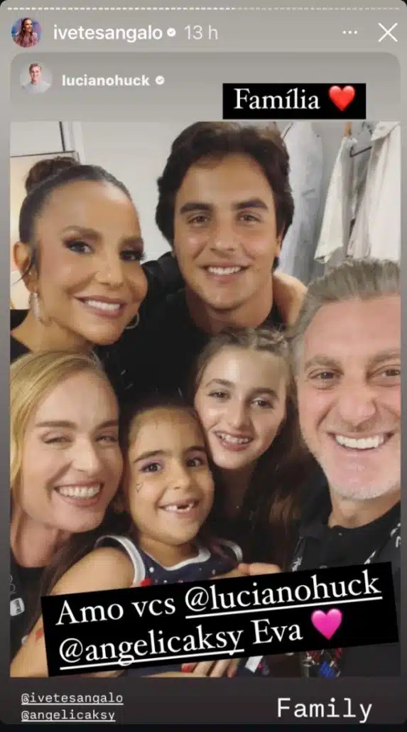 Luciano Huck e Angélica encontram com Ivete e posam com os filhos