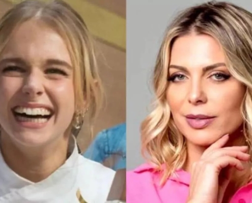 Sheila Mello posa com sua filha, Isa Scherer e seus gêmeos