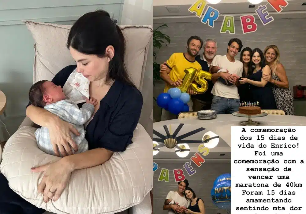 Sthefany Brito comemorando os 15 dias do caçula e os 15 dias do primogênito