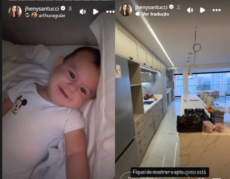 Jheny mostrou o filho com Arthur Aguiar após susto