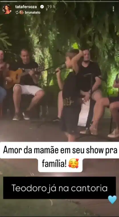 Filho de Thaís Fersoza e Michel Teló surge cantando na festa na bodas de 10 anos de casamento dos pais 