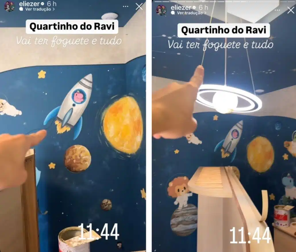 A parede do quartinho do Ravi, bebê de Viih Tube e Eliezer