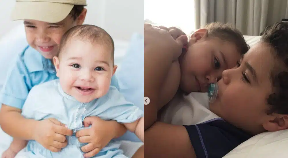 Wanessa Camargo e Marcus Buaiz mostram fotos dos filhos ainda bebê