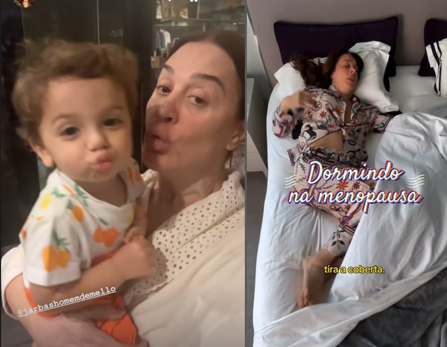 Claudia Raia com o filho pequeno e falando sobre menopausa