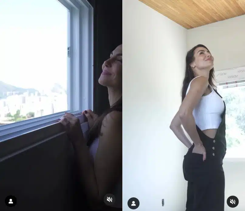 Mel Fronckowiak na casa com Rodrigo Santoro depois de reformar