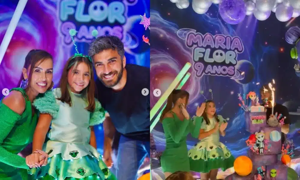 Deborah Secco e Hugo Moura celebram os nove anos da filha juntos