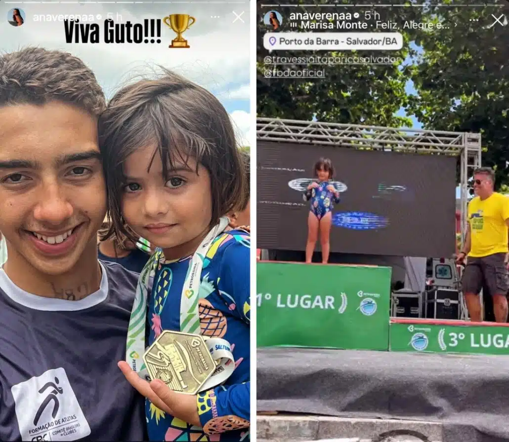 A filha mais nova de Fábio Assunção acompanhando uma competição na Bahia