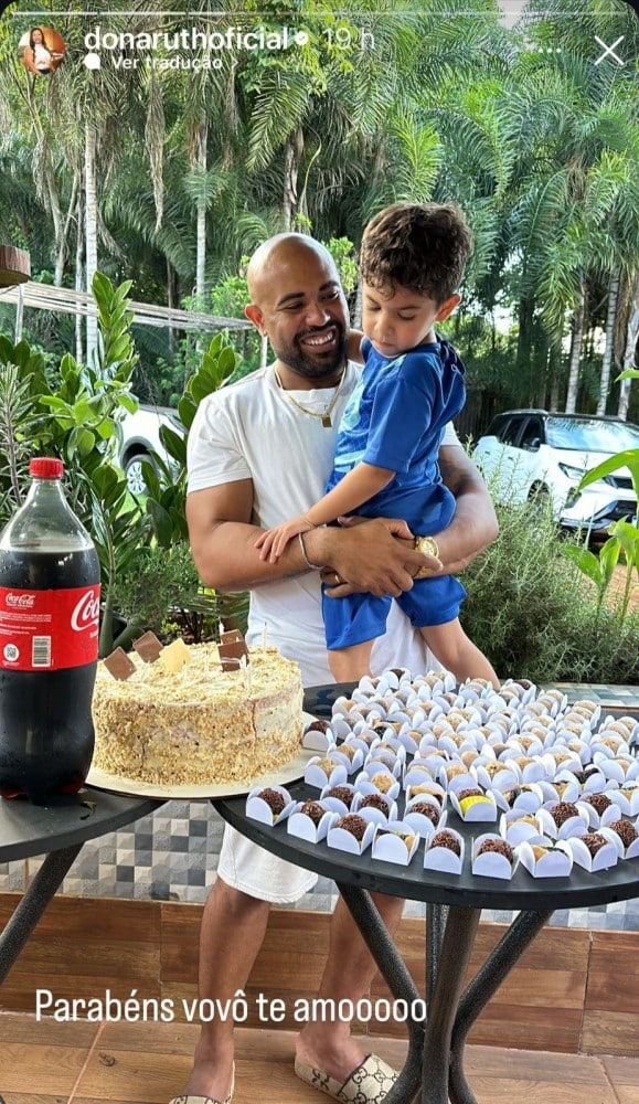 Léo, filho de Marília Mendonça e Murilo Huff, no aniversário do avô materno