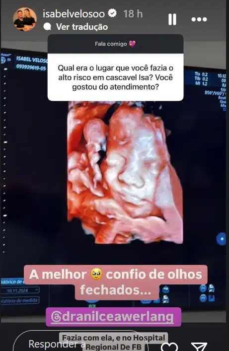 Isabel Veloso mostrou seu bebê e falou sobre ele