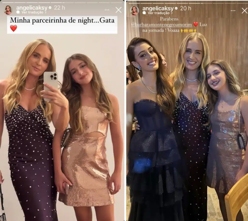 Eva, filha de Angélica e Luciano Huck, na formatura de uma amiga