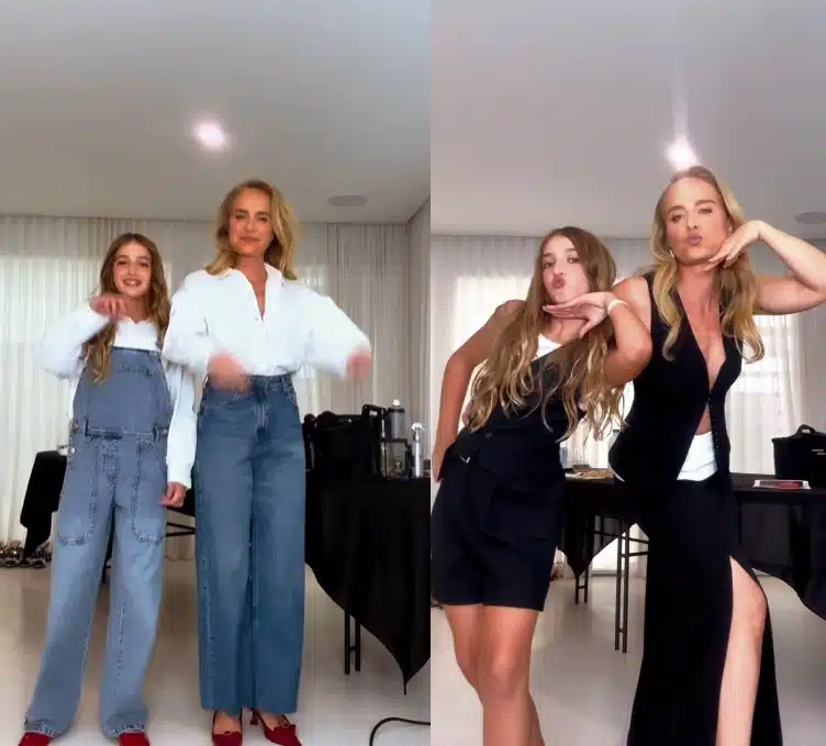 Angélica posa com Eva com roupas iguais 