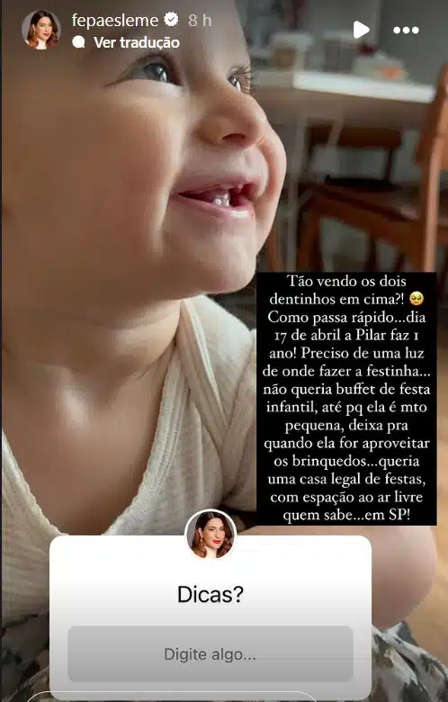 Fernanda Paes Leme mostra sua bebê